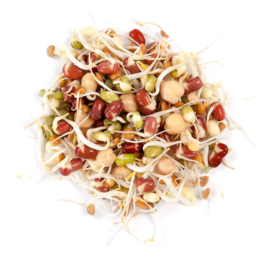 Bønne- og linsemiks servert med grønnsaker